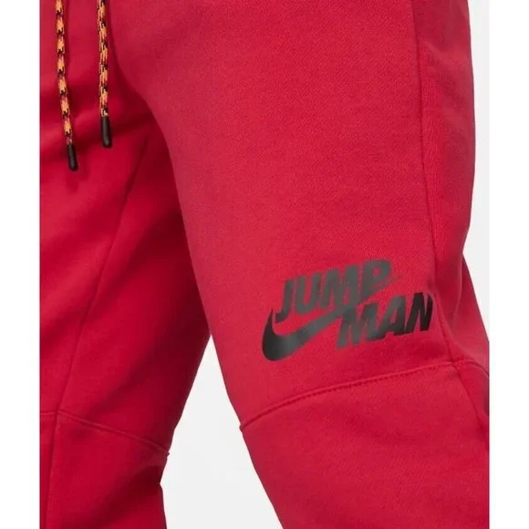 Nike Air Jordan Jumpman Joggers Men's Fleece Pants Gym Sport Red DJ0260-652 - Picture 4 of 5